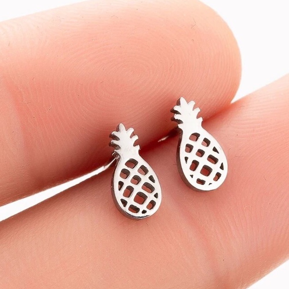 New women’s girls pineapple silver earrings